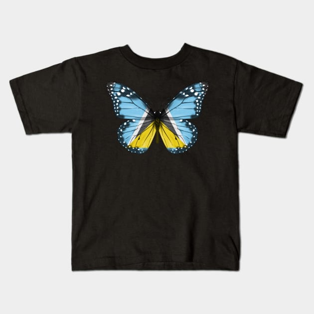 St Lucian Flag  Butterfly - Gift for St Lucian From St Lucia Kids T-Shirt by Country Flags